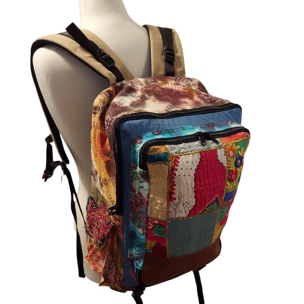 SALE! NWT Large Patchwork and Vegan Leather Backpack/Laptop Bag - Picture 4 of 7